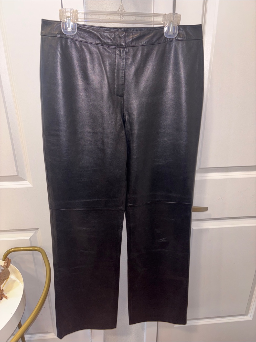 EUC Lafayette 148 New York Black Straight-Leg Leather Pants